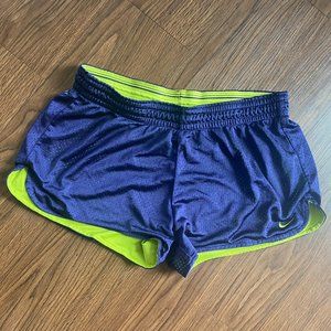 Women's Retro Vintage Lime Green Purple Nike Mesh Athletic Gym Shorts 3" Inseam